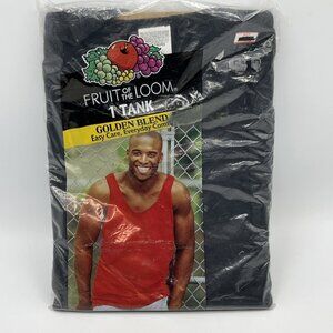 Fruit Of The Loom Tank Top Black Medium Vintage 2002